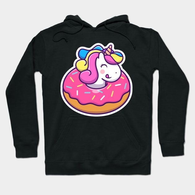 Cute unicorn doughnut cartoon Hoodie by Catalyst Labs